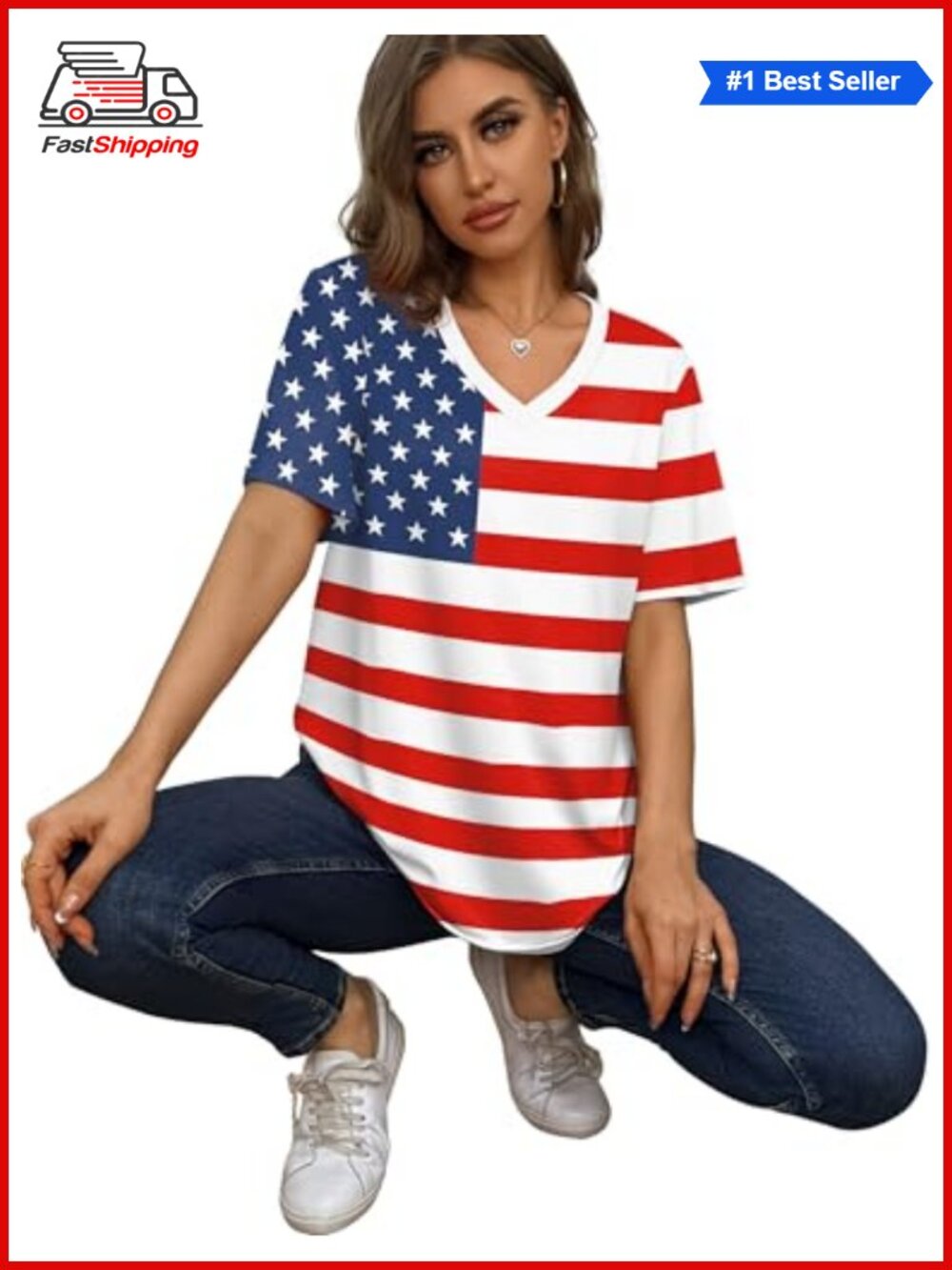 β¨ Aokosor Womens V Neck Short Sleeve Striped T Shirt Casual Loose Summer Top Tee - Picture 4 of 6